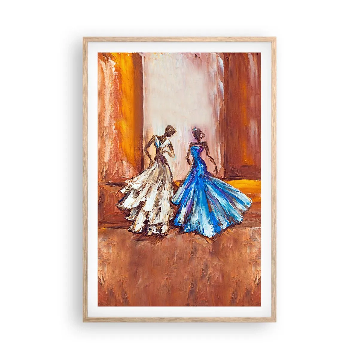 Plagát v ráme zo svetlého duba - Pôvabné duo - 61x91 cm