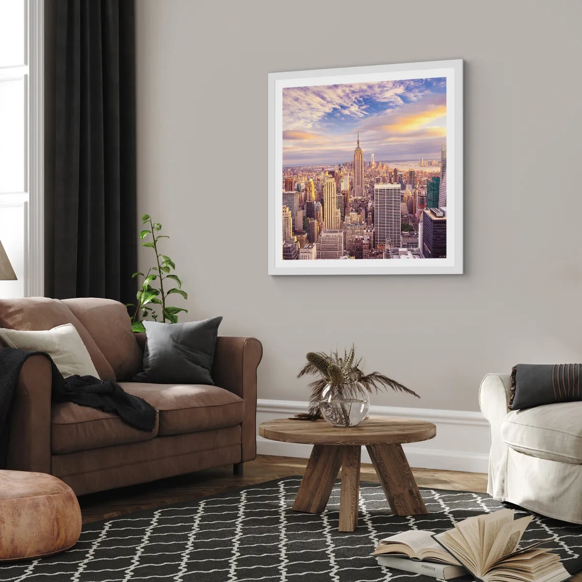 Plagát v bielom ráme - Dosiahnuť samotné oblaky - 40x40 cm