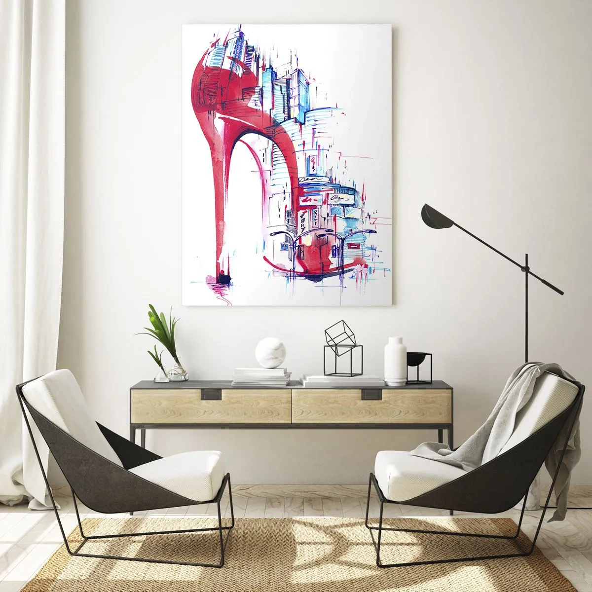 Obraz na skle - Veľkomestská elegánka - 50x70 cm
