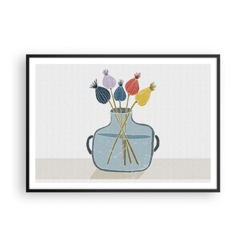 Plagát v čiernom ráme - Makové kvety - 100x70 cm