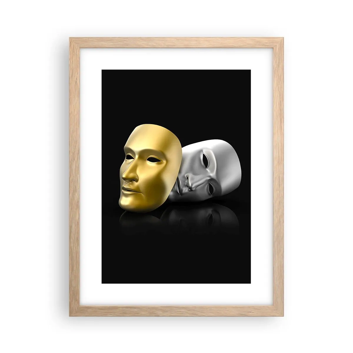 Plagát v ráme zo svetlého duba - Život je divadlo - 30x40 cm