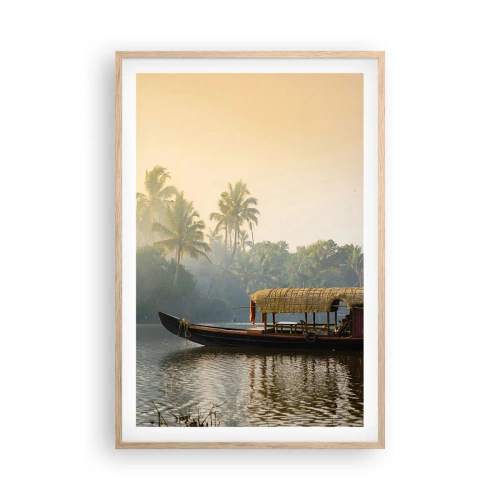 Plagát v ráme zo svetlého duba - Dom na rieke - 61x91 cm