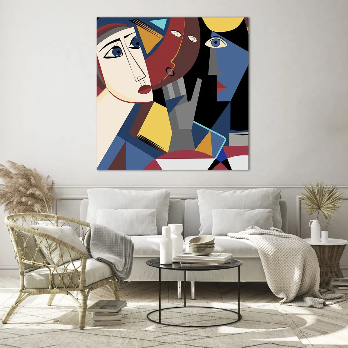 Obraz na skle - Konverzácia kubistov - 50x50 cm