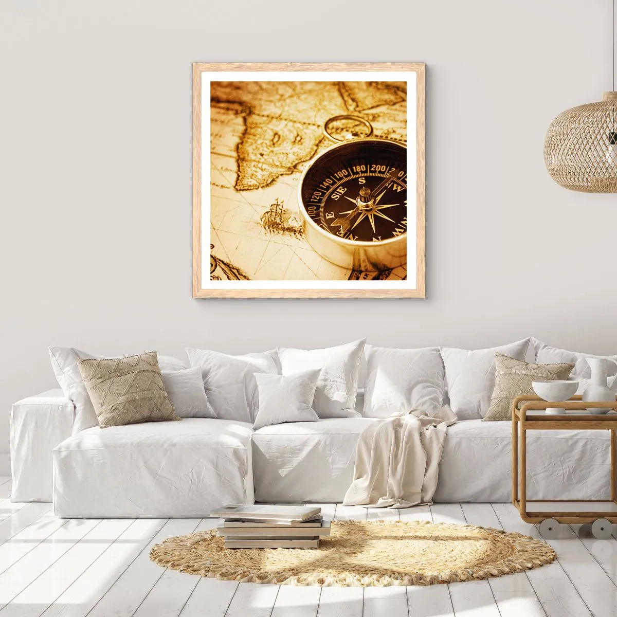 Plagát v ráme zo svetlého duba - Na východ alebo na západ? - 50x50 cm