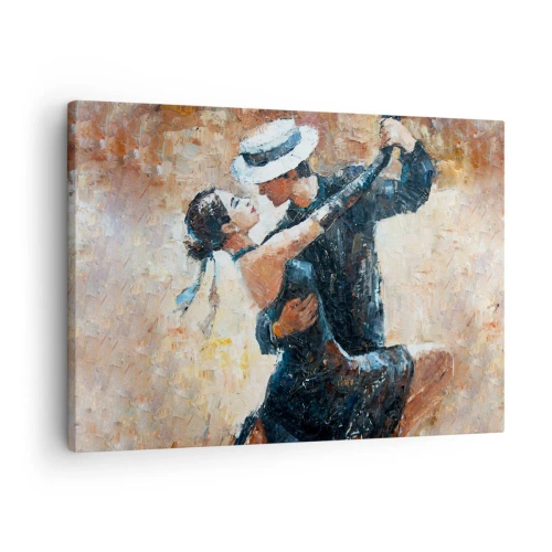 Obraz na plátne - Pár tancuje tango v romantickom, elegantnom štýle - 70x50cm - A la Rudolf Valentino - Moderná nástenná dekorácia do obývacej izby a spálne ARTTOR