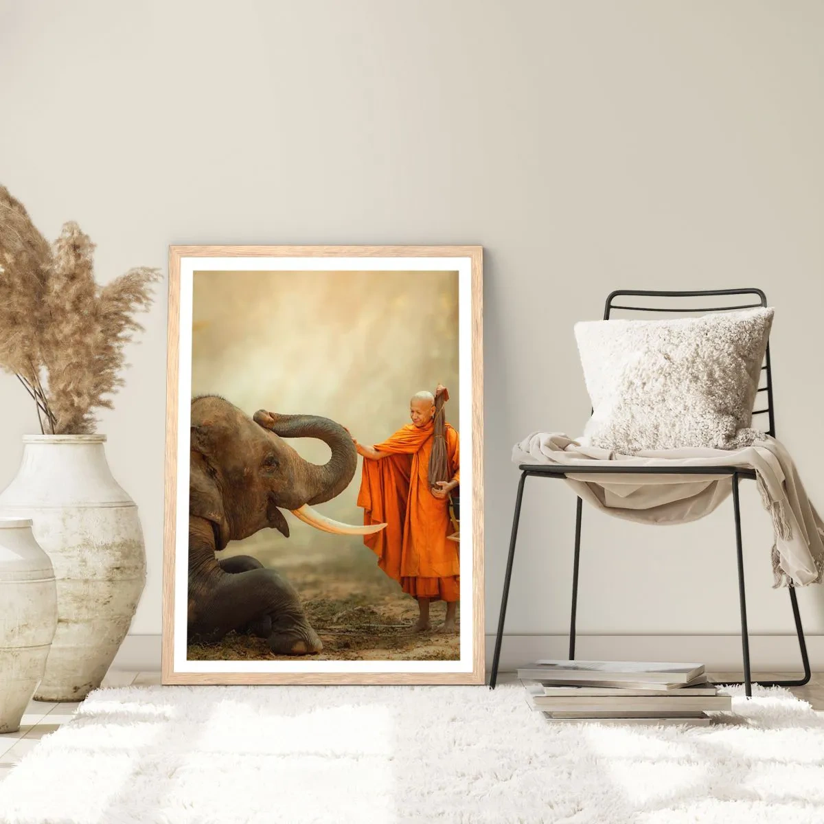 Plagát v ráme zo svetlého duba - Stretnutie na cestách - 61x91 cm