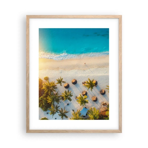 Plagát v ráme zo svetlého duba - Vitaj v raji - 40x50 cm