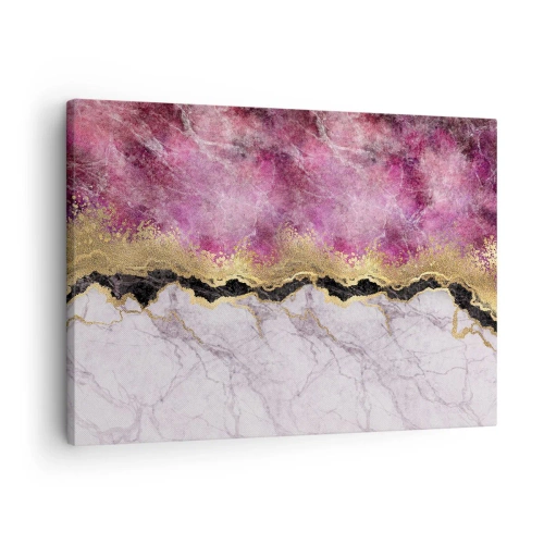 Obraz na plátne - Abstraktný mramor v odtieňoch ružovej so zlatými akcentmi - 70x50cm - Na hranici - Moderná nástenná dekorácia do obývacej izby a spálne ARTTOR