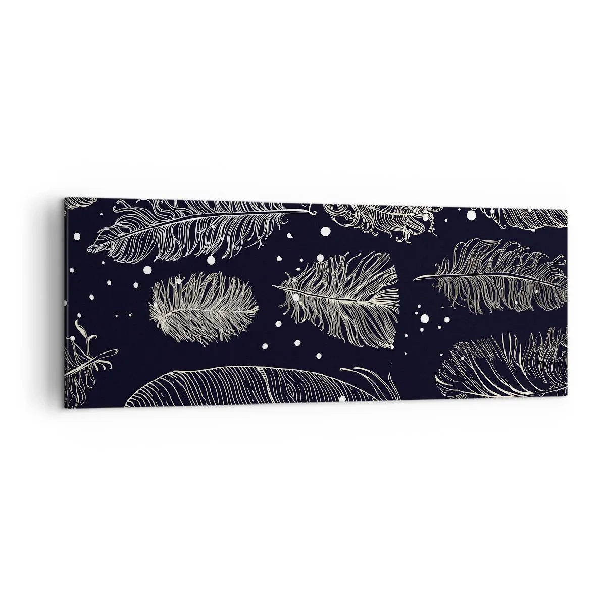 Obraz na plátne - Čipka s perím - 140x50 cm