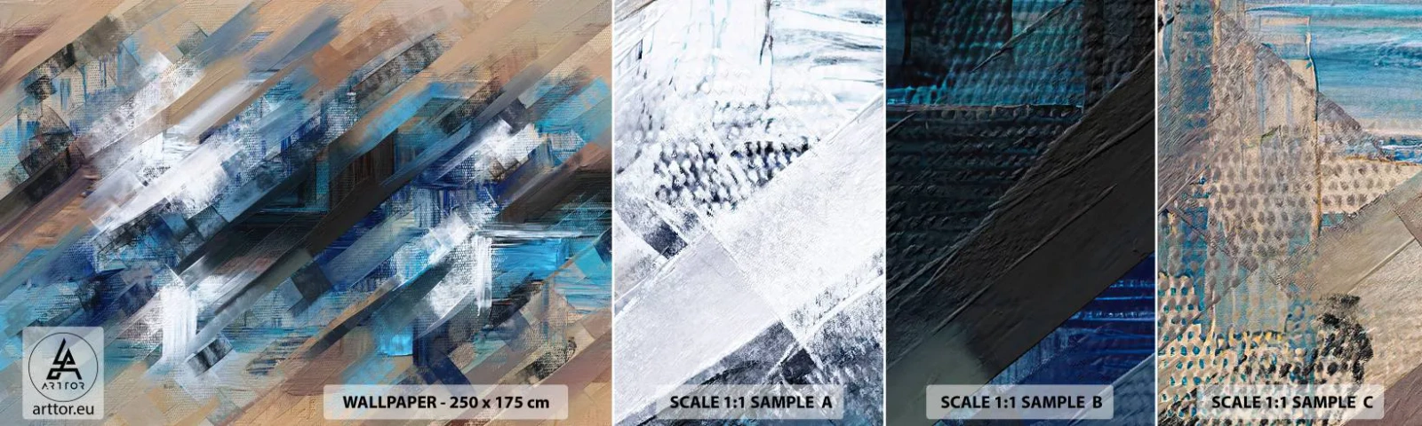 Vzorka Fototapeta Standard Eco - Modrá šikmosť - Kus, Abstrakcia, Farby - 100x30 cm