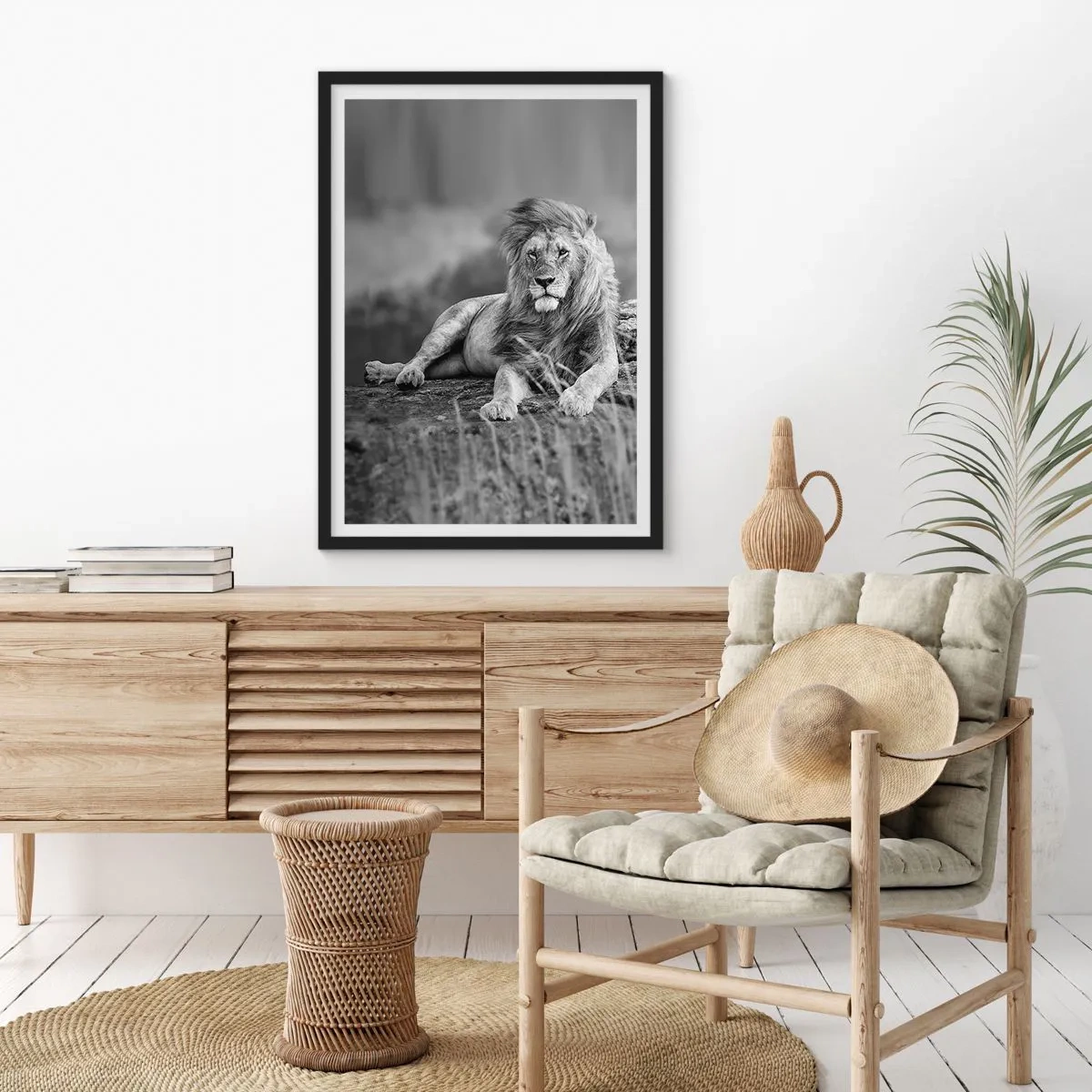 Plagát v čiernom ráme - Kráľovská siesta - 40x50 cm