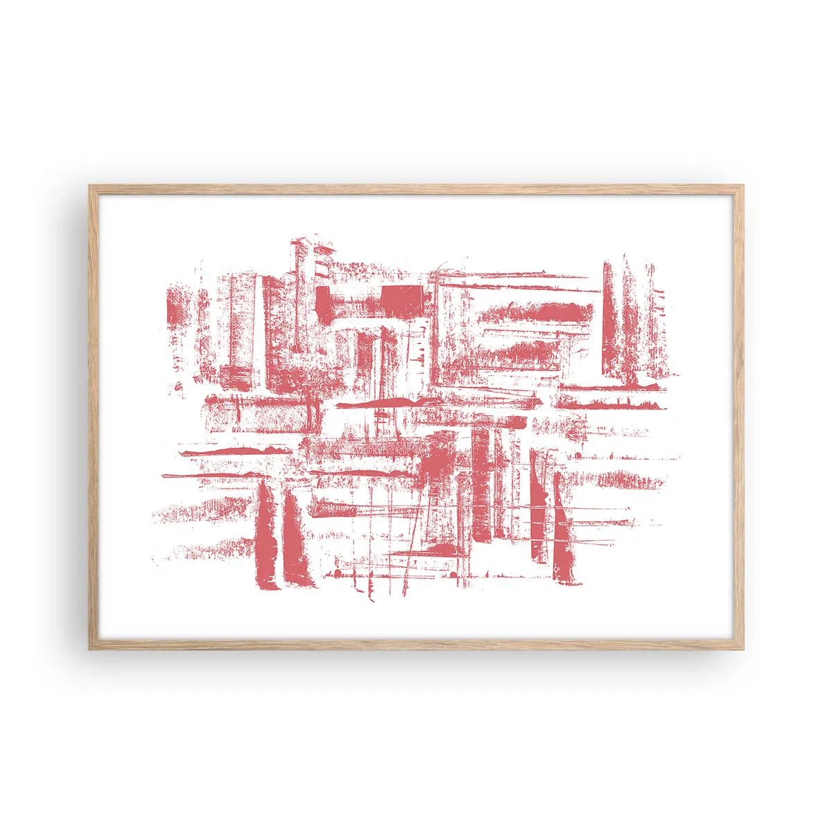 Plagát v ráme zo svetlého duba - Červené mesto - 100x70 cm