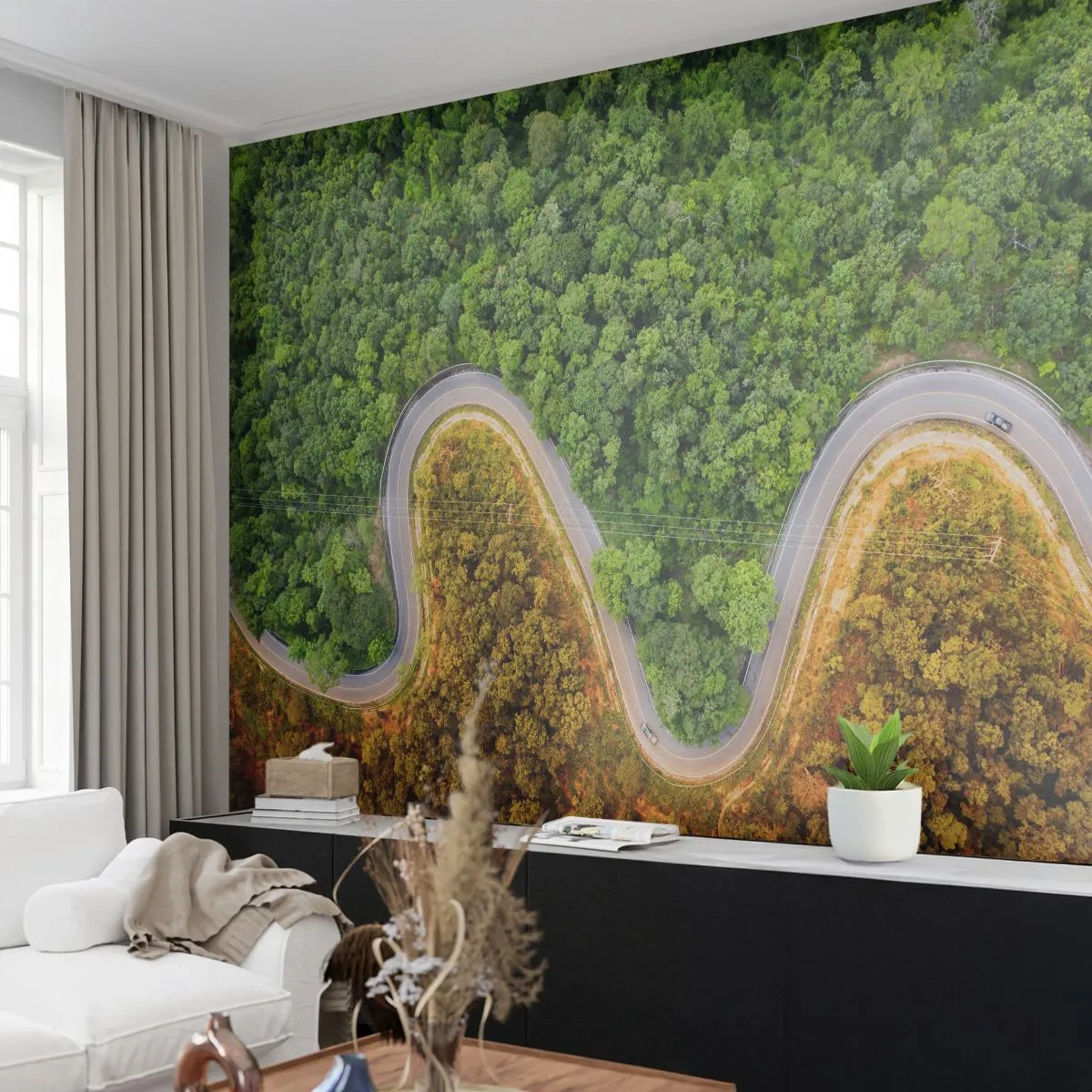 Fototapeta Premium Sand - Hranice a prelomy - Krajina, Auto Road, les - 100x70 cm