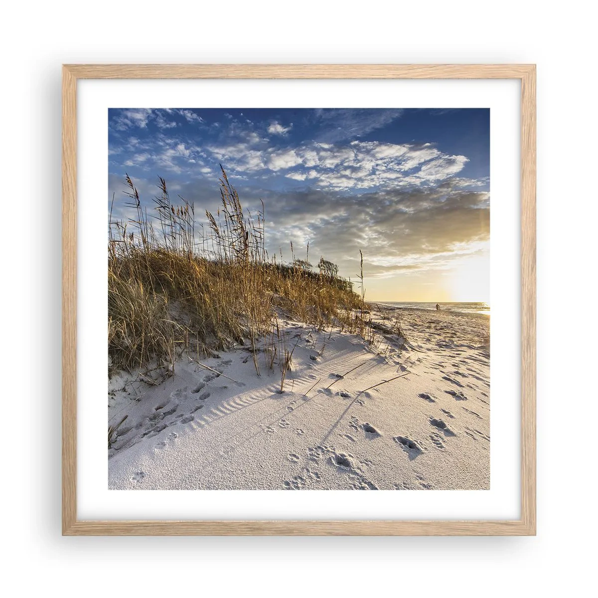 Plagát v ráme zo svetlého duba - Pozvánka na prechádzku - 50x50 cm