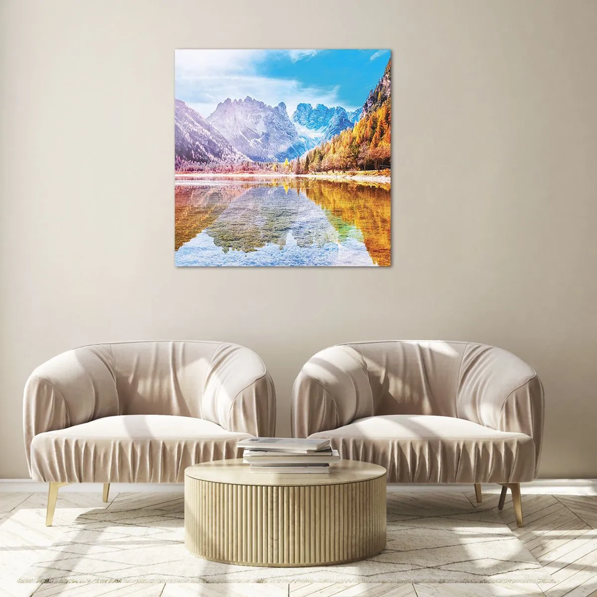 Obraz na skle - A v horách už je jeseň - 50x50 cm