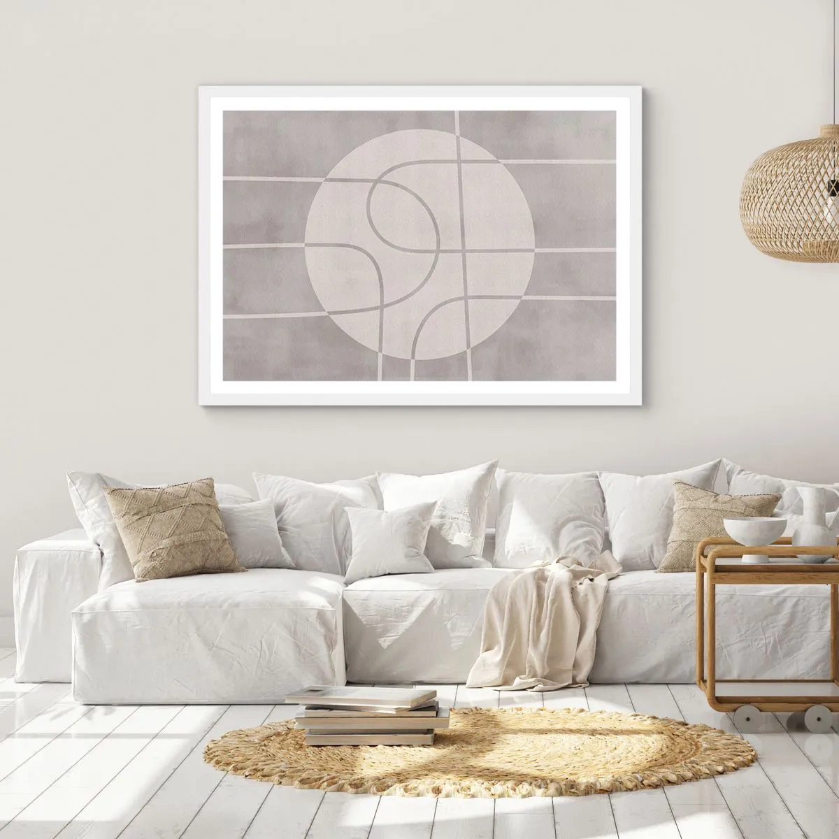 Plagát v bielom ráme - Kruhovo a priamo - 100x70 cm