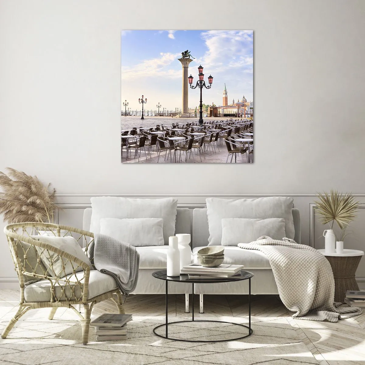 Obraz na skle - Pozývame, všetko pripravené - 40x40 cm