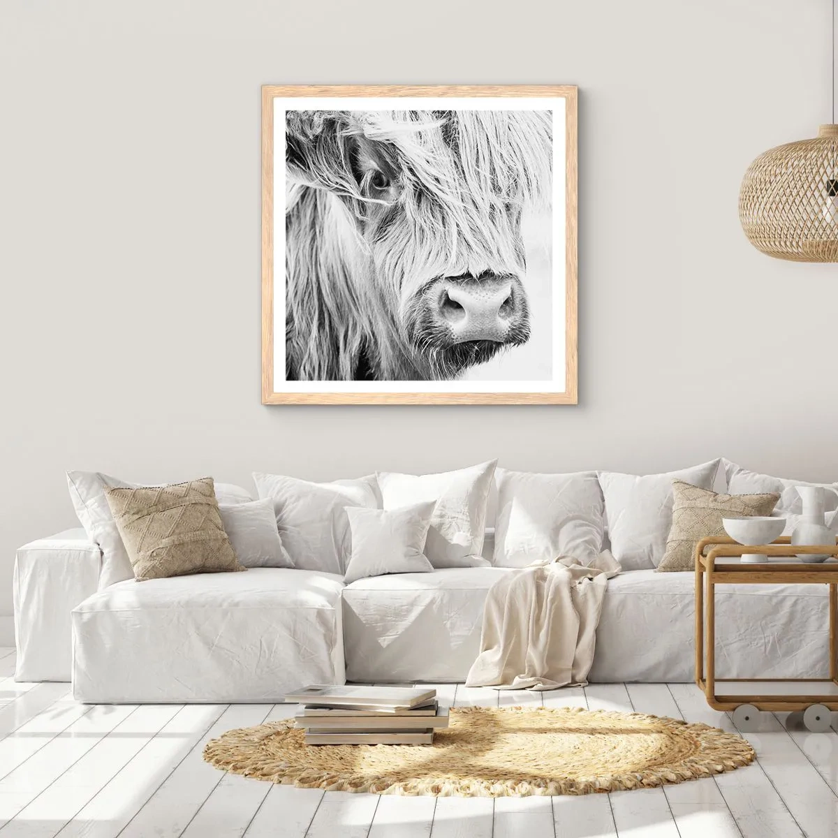 Plagát v ráme zo svetlého duba - Škótska divokosť - 60x60 cm