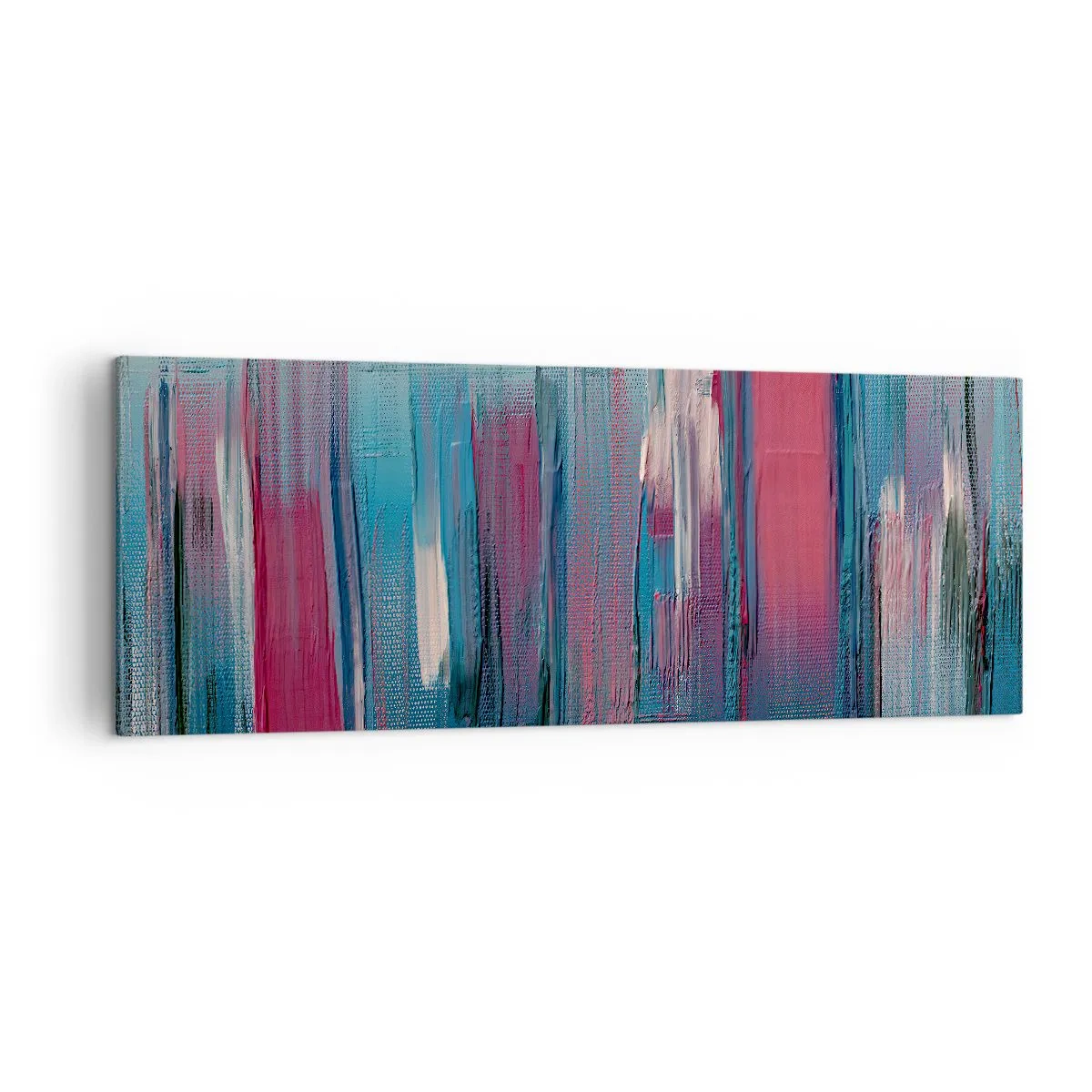 Obraz na plátne - Vertikálna kompozícia v modrej a červenej - 140x50 cm