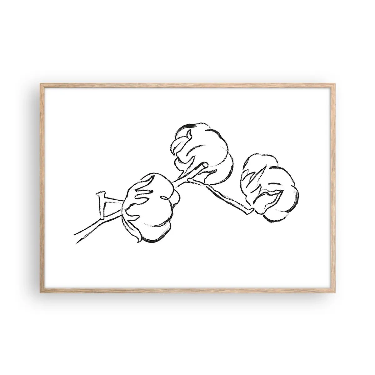 Plagát v ráme zo svetlého duba - Bavlnené páperie - 100x70 cm