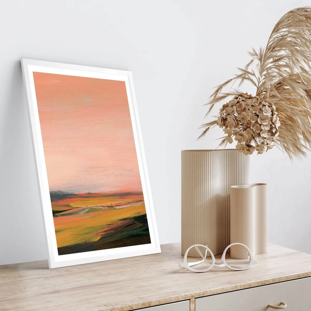 Plagát v bielom ráme - V ružových tónoch - 61x91 cm