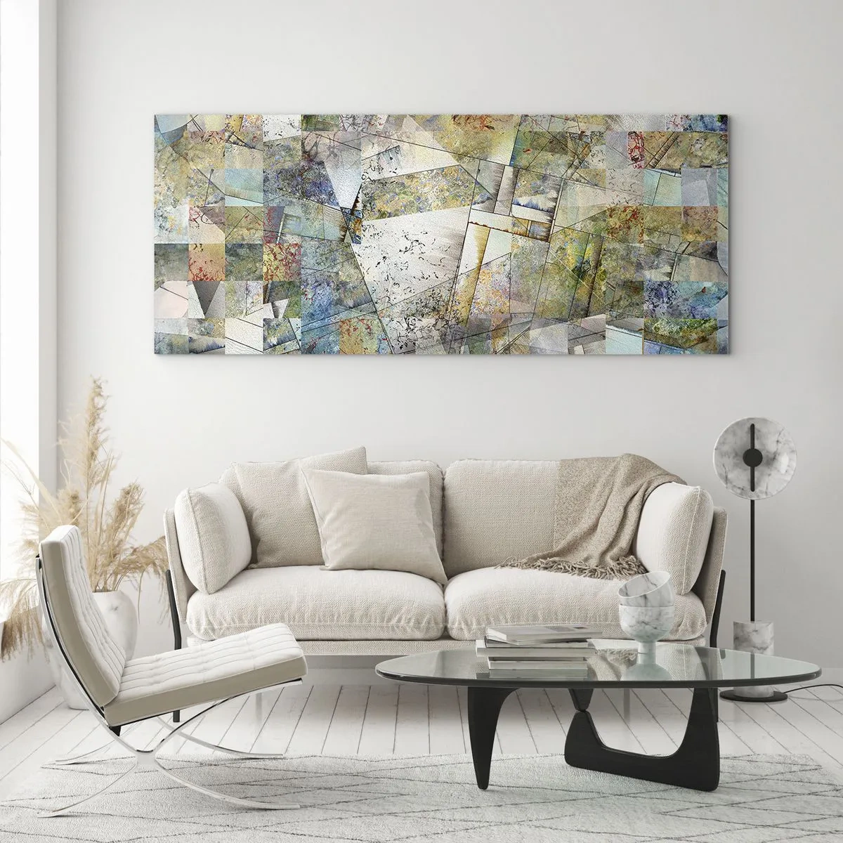Obraz na skle - Geometrické preskupenie - 100x40 cm