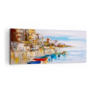 Obraz na plátne - Viacfarebný mestský prístav - 100x40 cm