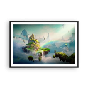 Plagát v čiernom ráme - Uprostred neba - šťastné ostrovy - 91x61 cm