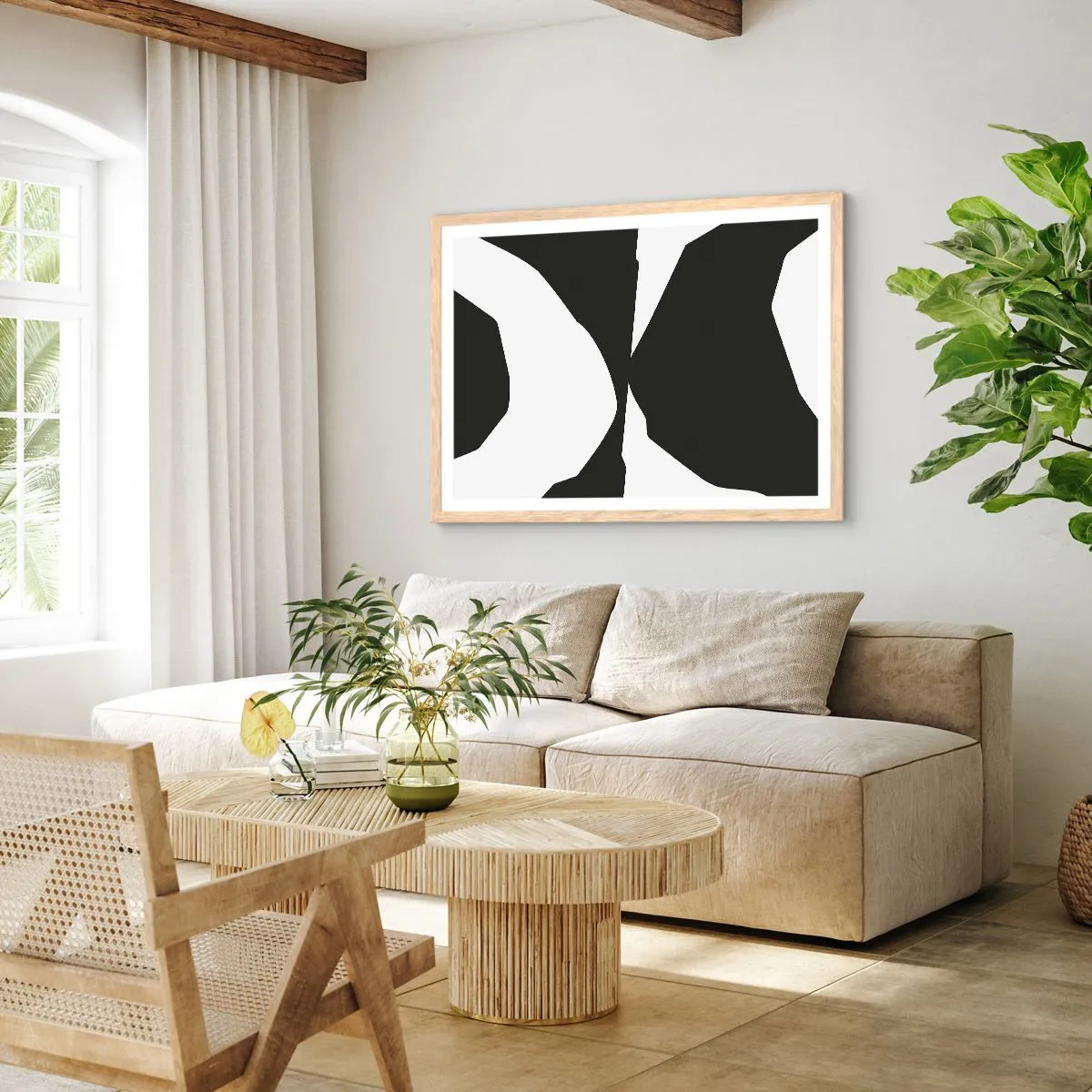 Plagát v ráme zo svetlého duba - Positive-negative - 40x30 cm