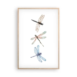 Plagát v ráme zo svetlého duba - Beztiažové vážky - 61x91 cm