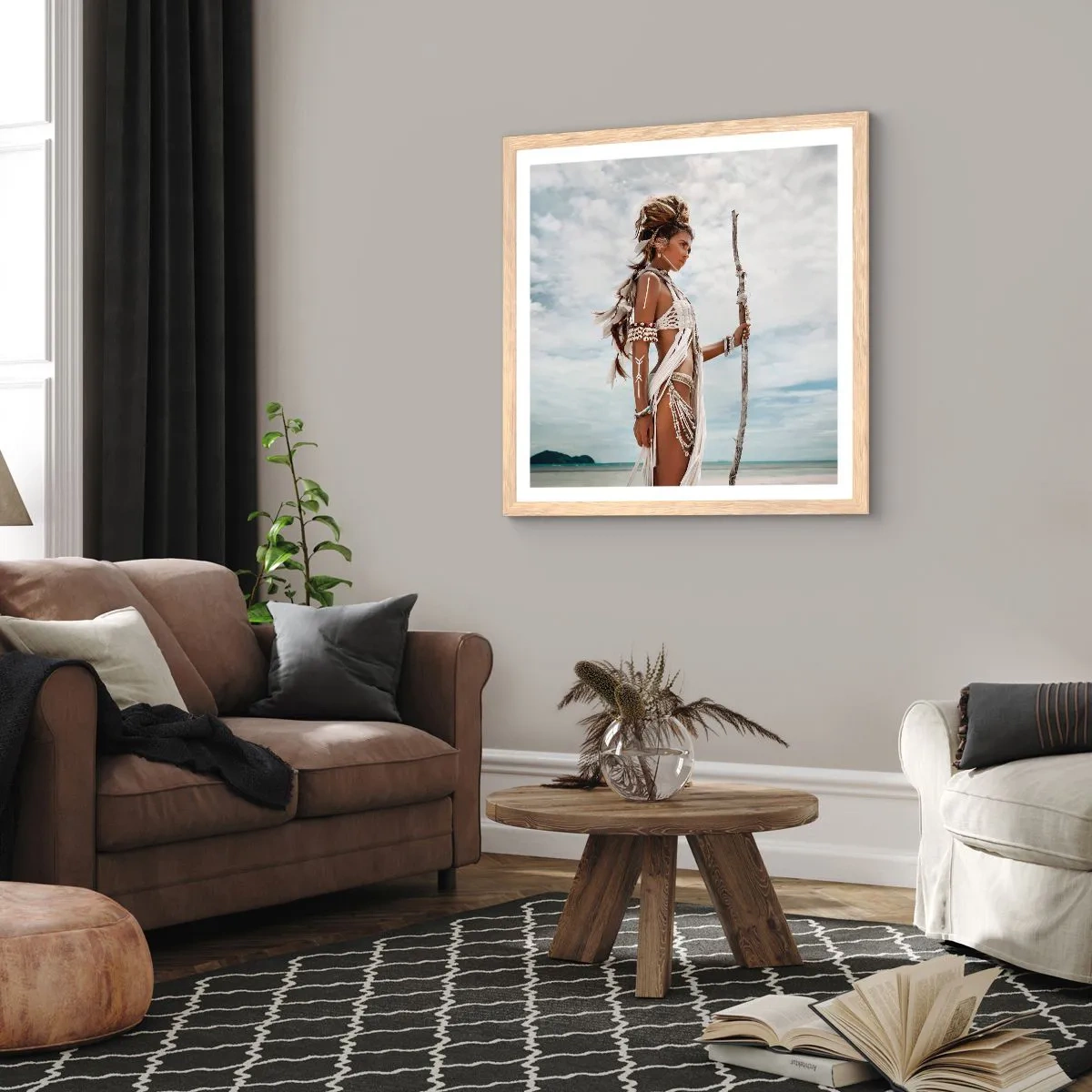 Plagát v ráme zo svetlého duba - Kráľovná trópov - 40x40 cm