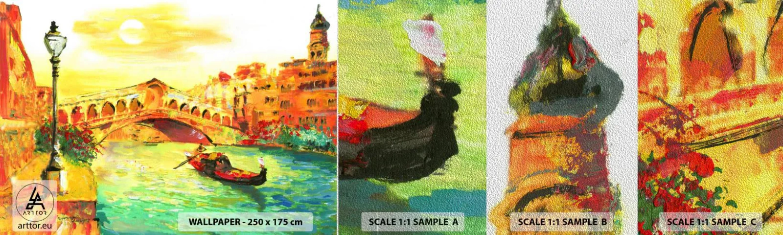 Vzorka fototapety Premium Sand - Púť zamilovaných - Benátky, Mesto, Architektúra - 100x30 cm