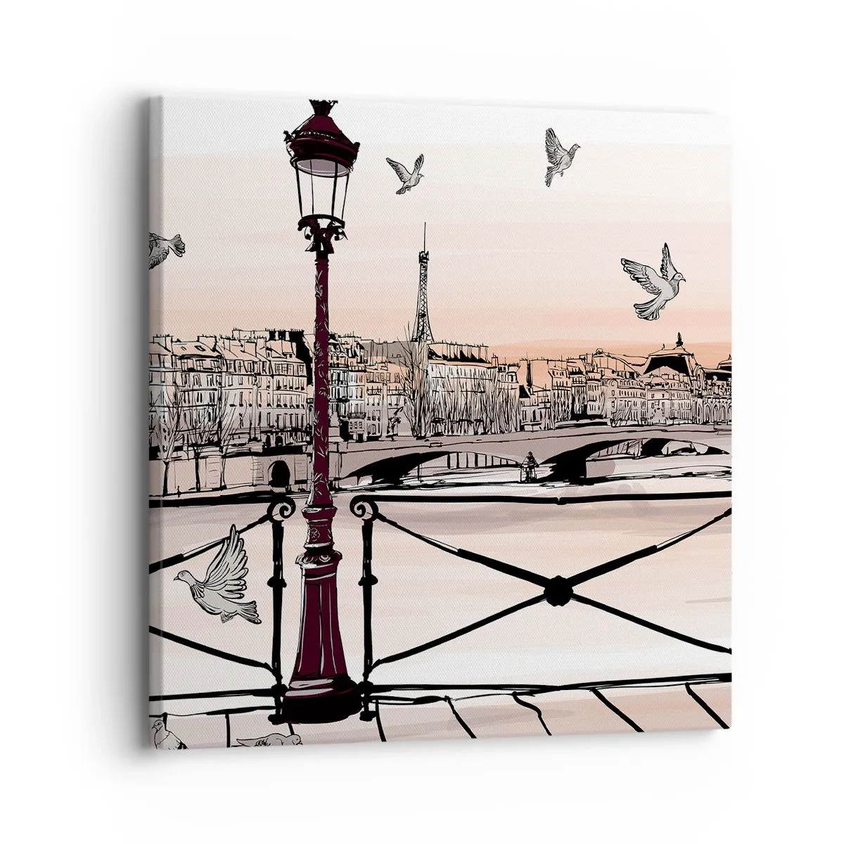 Obraz na plátne - Nad strechami Paríža - 30x30 cm