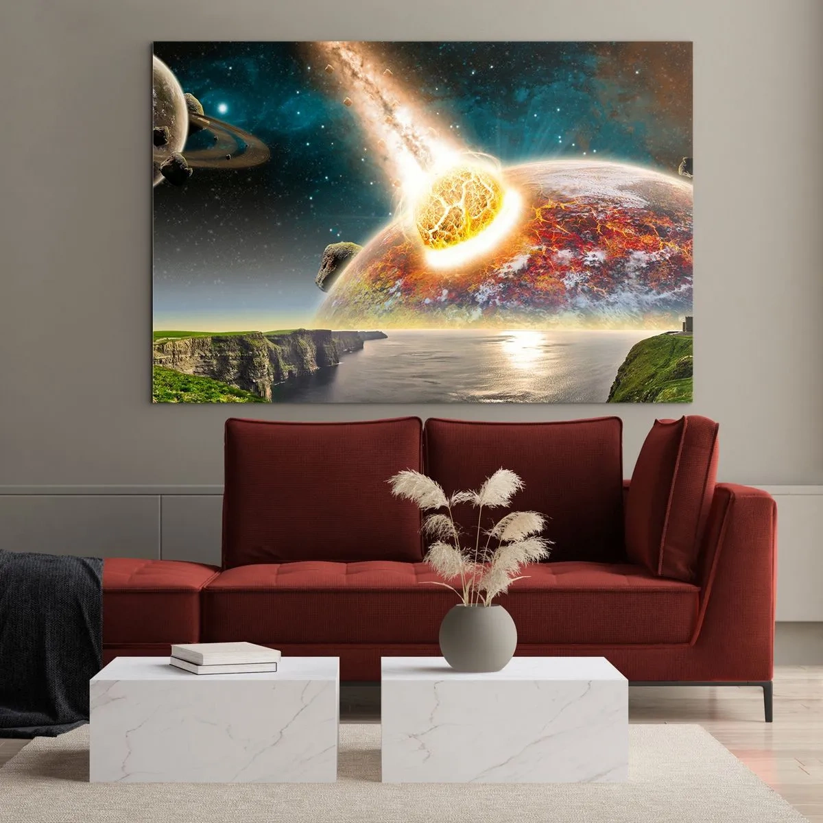 Obraz na skle - Vesmírna dráma - 120x80 cm