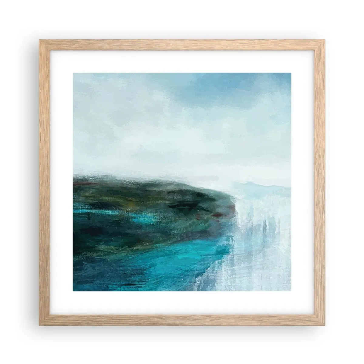 Plagát v ráme zo svetlého duba - Námorná abstrakcia - 40x40 cm