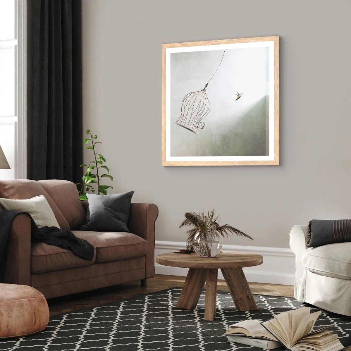 Plagát v ráme zo svetlého duba - Vo svojom živle - 40x40 cm