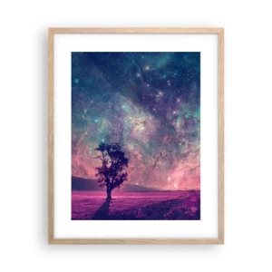 Plagát v ráme zo svetlého duba - Pod magickou oblohou - 40x50 cm
