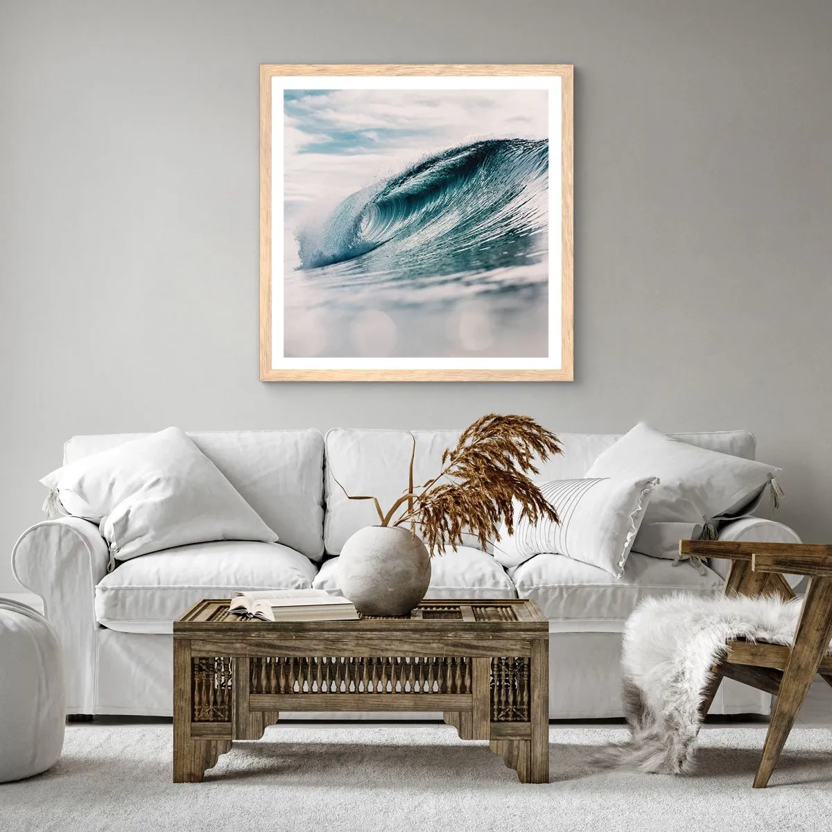 Plagát v ráme zo svetlého duba - Vodná špička - 50x50 cm