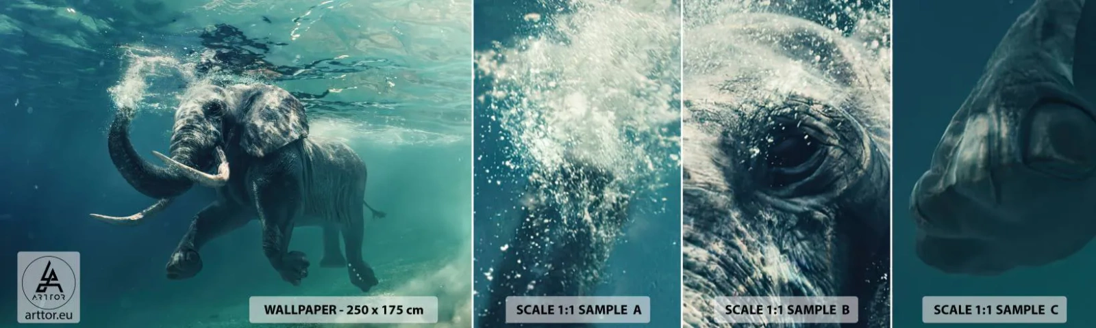 Vzorka Fototapeta Standard Eco - Všetci radi plávajú - Abstrakcia, Slon, Kus - 100x30 cm