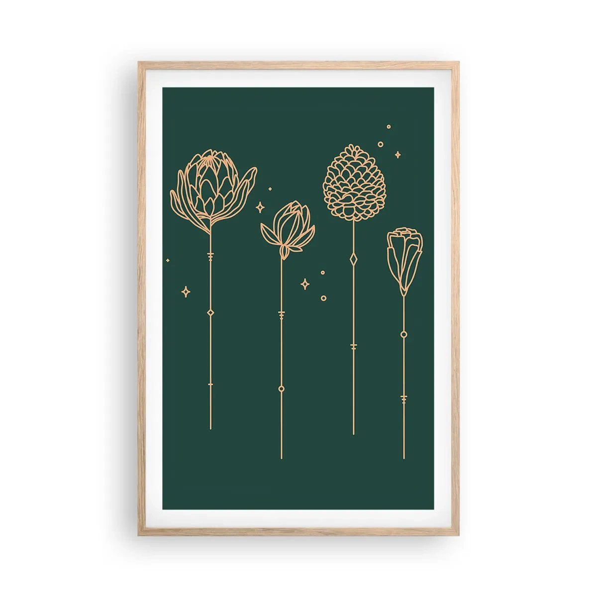Plagát v ráme zo svetlého duba - Bylinky - 61x91 cm