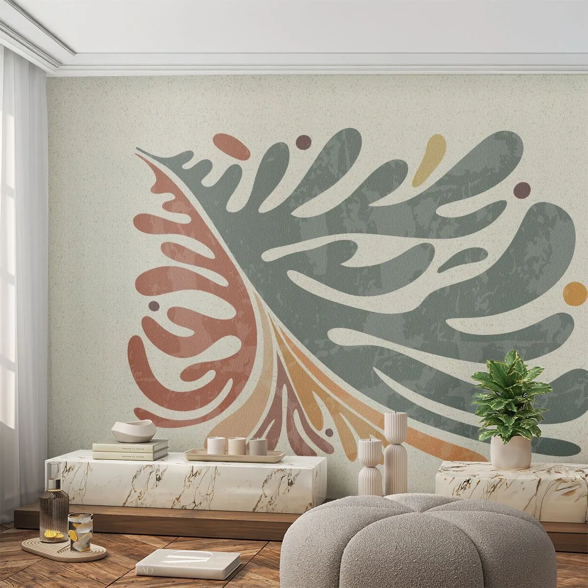 Fototapeta Premium Sand - Viacfarebný list - Boho, Minimalizmus, Kus - 100x70 cm