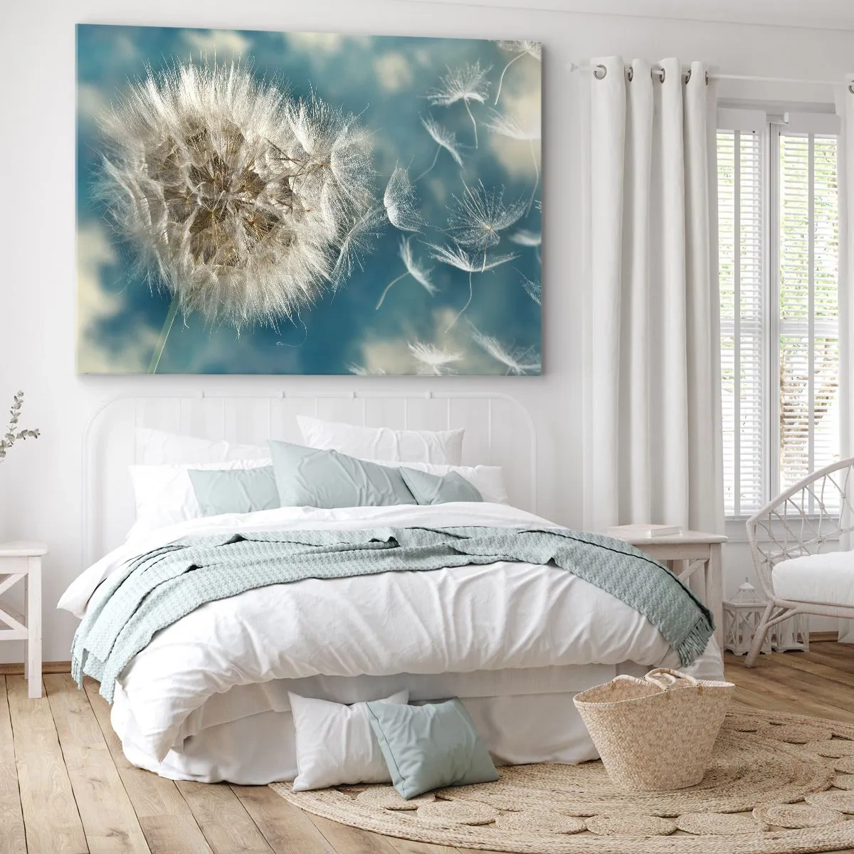 Obraz na plátne - Zvädnutá púpava na pozadí modrej oblohy - 70x50cm - Dych anjela - Moderná nástenná dekorácia do obývacej izby a spálne ARTTOR