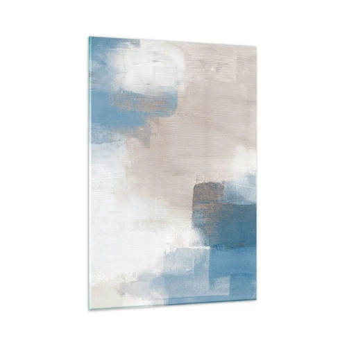 Obraz na skle - Ružová abstrakcia za modrým závojom - 80x120 cm