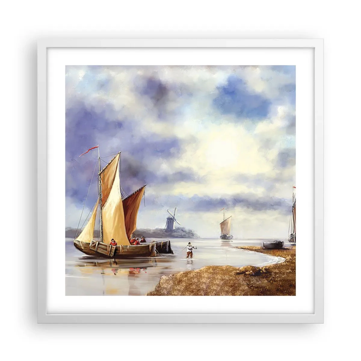 Plagát v bielom ráme - Návrat námorníkov - 50x50 cm