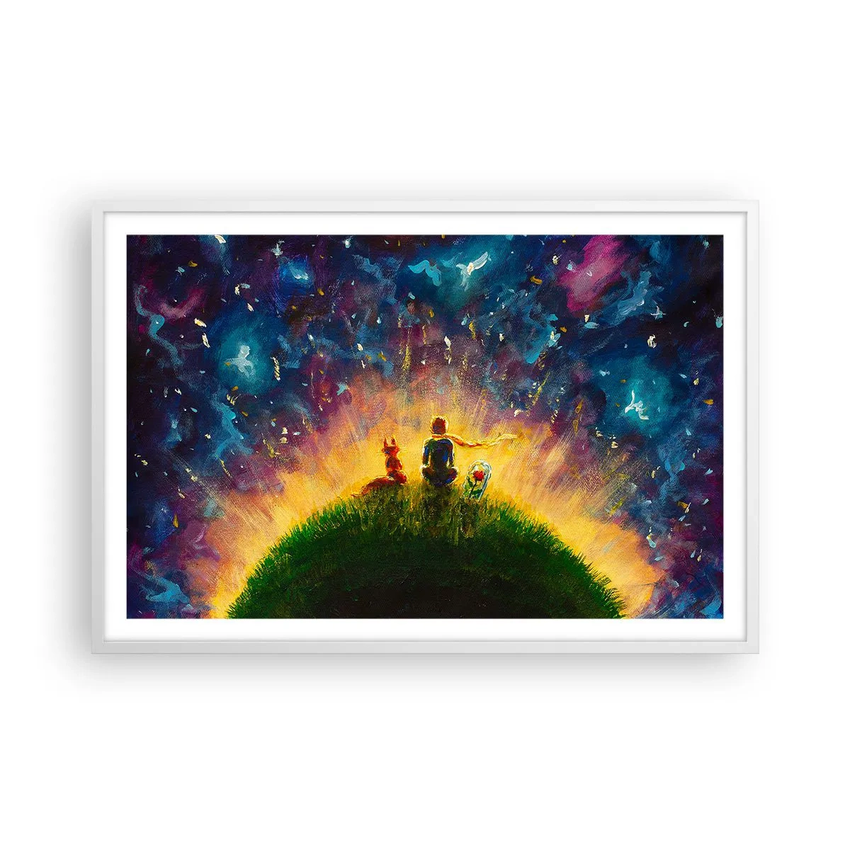 Plagát v bielom ráme - Láska a priateľstvo - celý svet - 91x61 cm