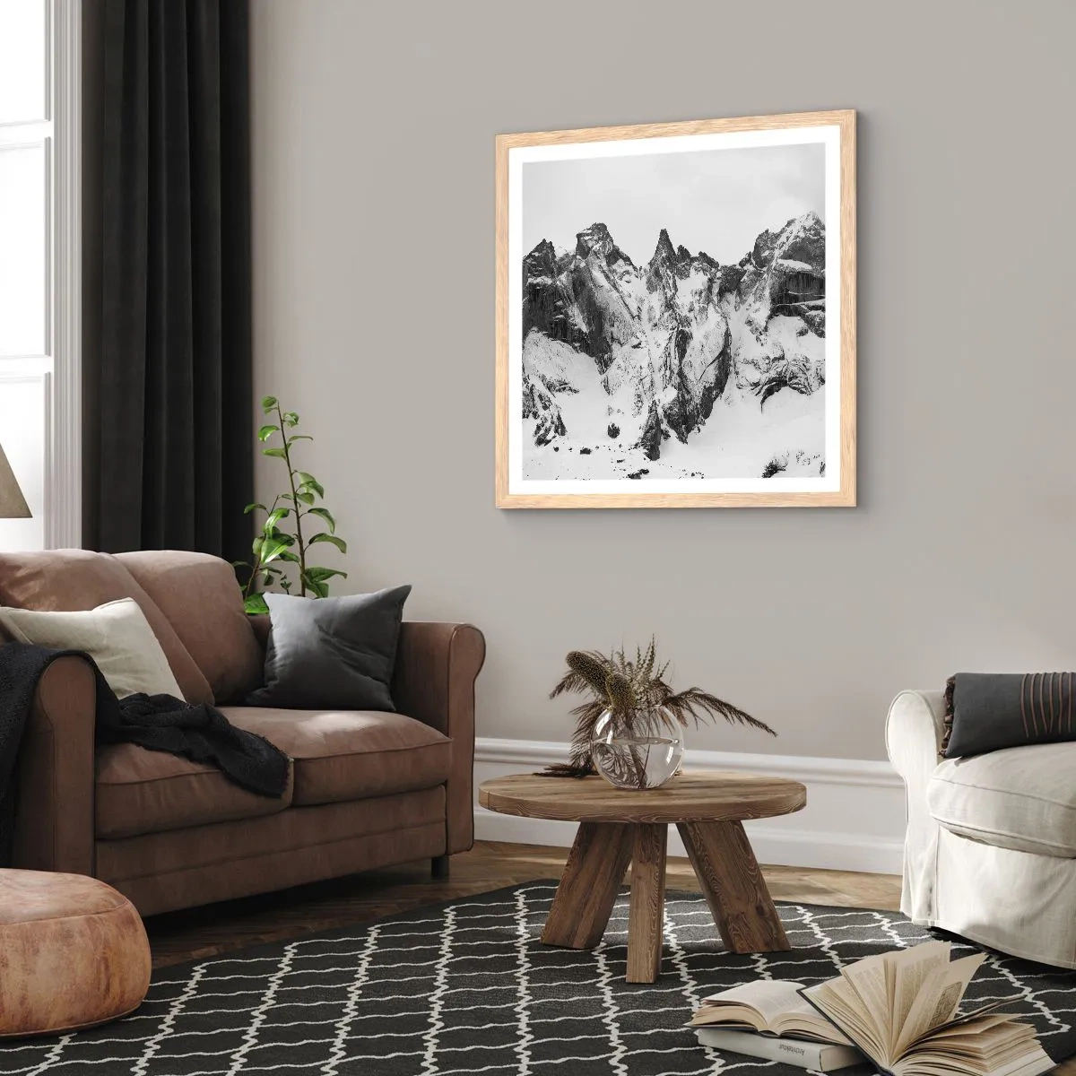 Plagát v ráme zo svetlého duba - Hrozivý žulový hrebeň - 50x50 cm