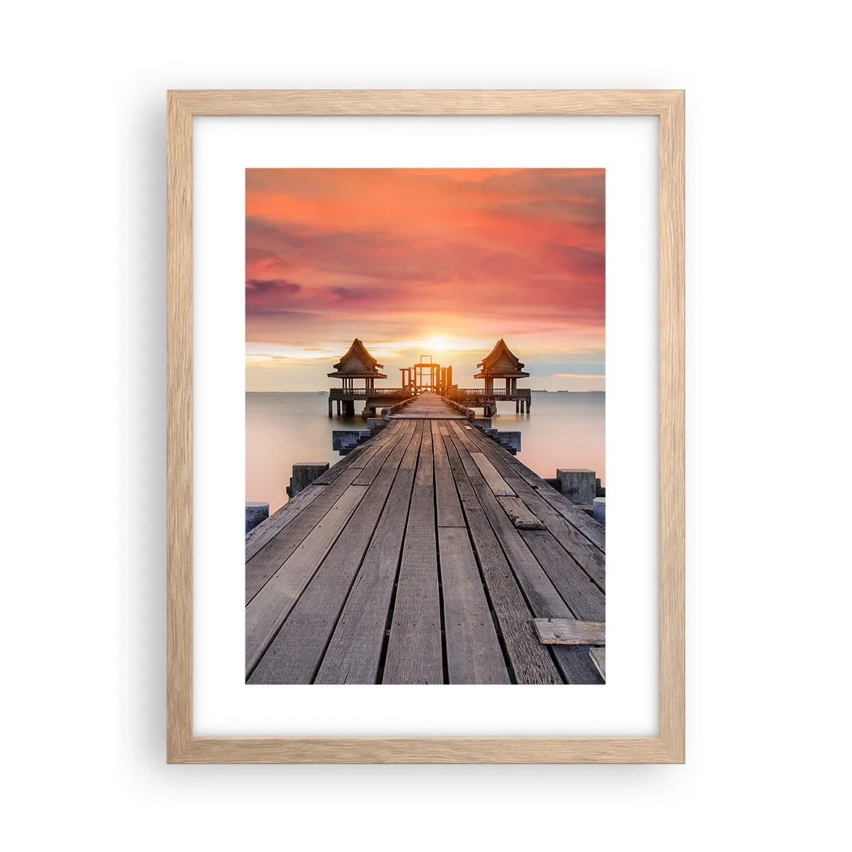 Plagát v ráme zo svetlého duba - Západ na východe - 30x40 cm