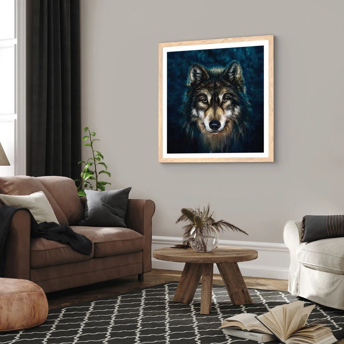 Plagát v ráme zo svetlého duba - Alfa? A omega - 40x40 cm