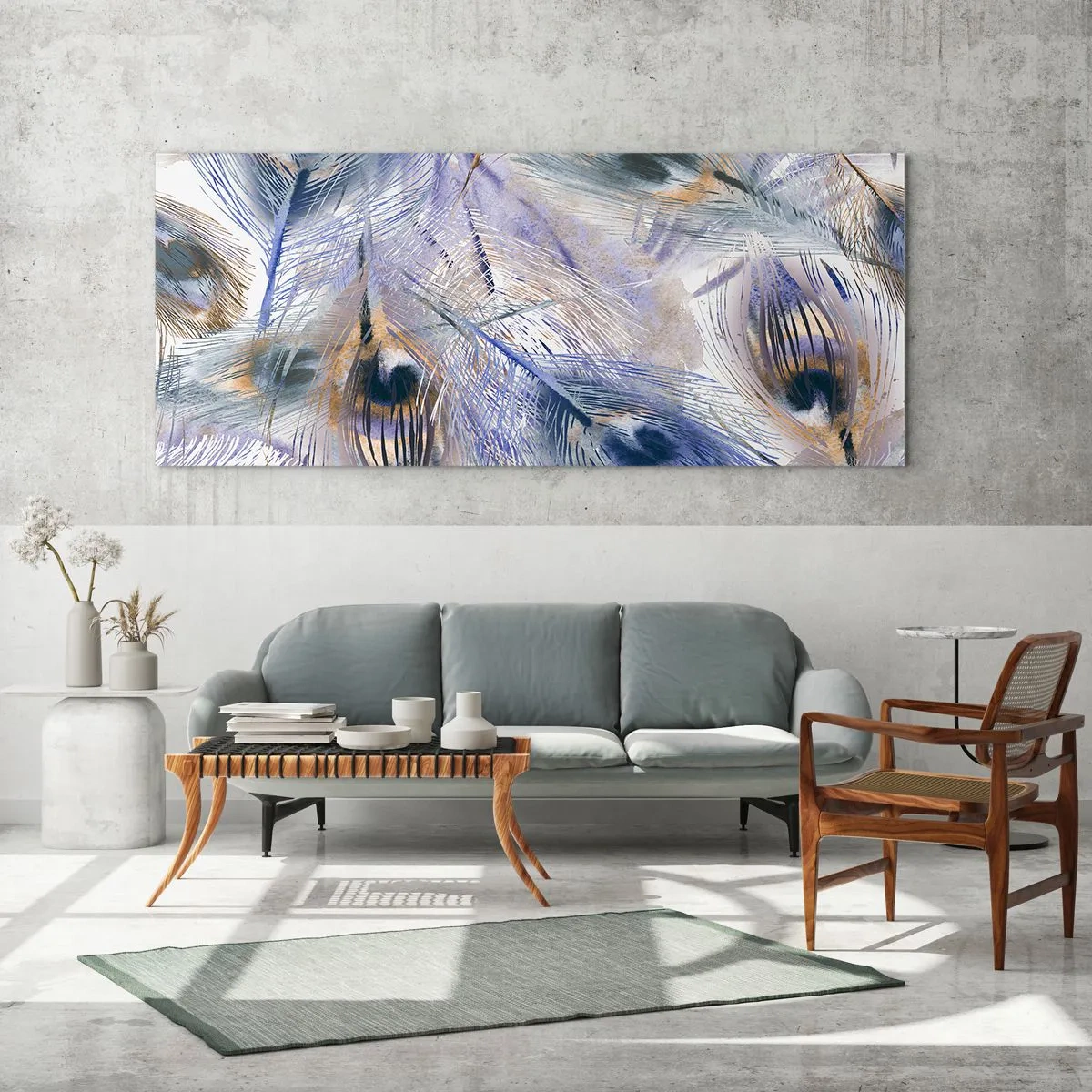 Obraz na skle - Kompozícia pávieho oka - 100x40 cm