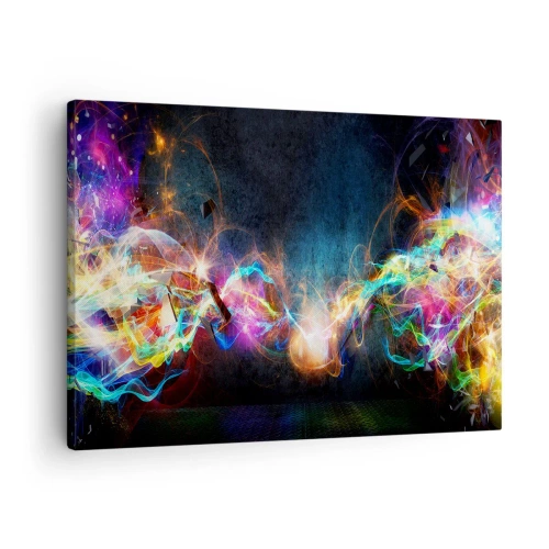 Obraz na plátne - Farebné záblesky svetla v abstraktnej kompozícii - 70x50cm - Radostne proti tme - Moderná nástenná dekorácia do obývacej izby a spálne ARTTOR